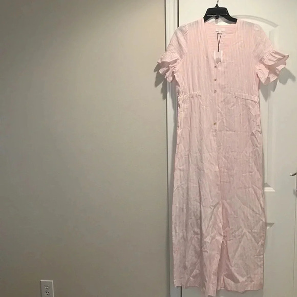 A Loves A White, Hot Pink Stripe Jumpsuit Wide Leg - Picture 3 of 14